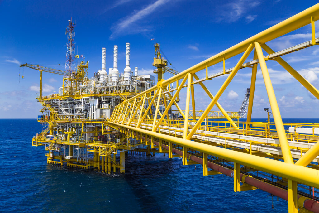 Oil and Gas production platform in blue sky